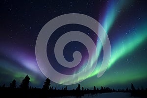 Aurora Borealis above Tundra photo