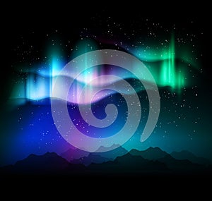 Aurora borealis abstract background - vector illustration