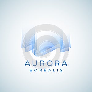 Aurora Borealis Abstract Vector Sign, Emblem or Logo Template. Premium Quality Northern Lights Symbol in Blue Colors