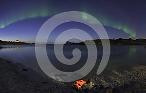 Aurora Borealis on beach