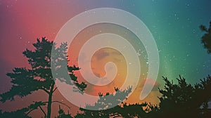 aurora borealis at the forest. Ai generative