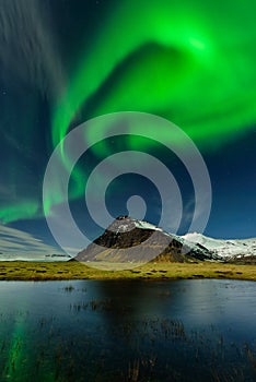 Aurora Borealis in Iceland nightscape