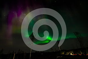 Aurora borealis, northern lights in central Sweden