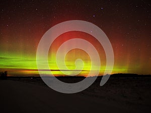 Aurora borealis northern polar lights and night sky stars