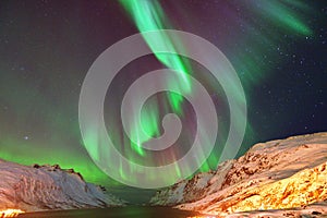 Aurora Borealis Over Ersfjorden, Tromso, Norway photo