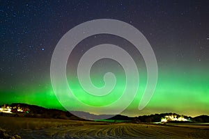 Aurora borealis over GoksjÃÂ¸ photo