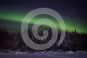 Aurora Borealis over Jolliffe Island, Yellowknife