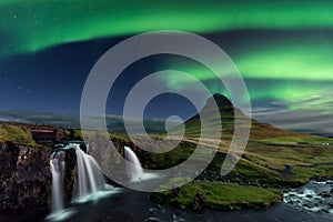 Aurora Borealis over Kirkjufell in Iceland