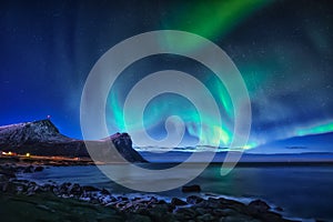 Aurora borealis on sky in Norway
