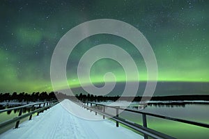 Aurora borealis in winter, Finnish Lapland