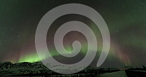 Aurora over mountains