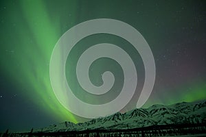 Aurora over mountains