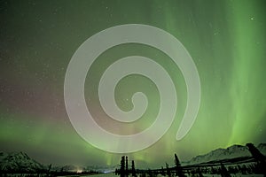 Aurora over mountains