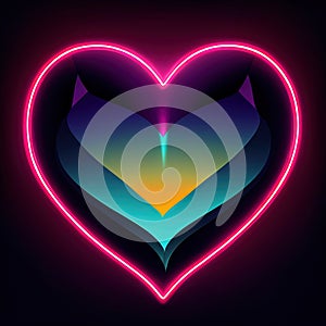 Aurora of passion. The neon heart's mesmerizing brilliance, painted with intricate patterns, infusing the night with