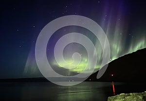 aurora in the town of Isafjorour in Iceland