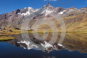 Ausangate Andes mountains in Peru and lake