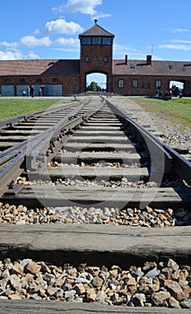 Auschwitz concentration camp entrance train tracks
