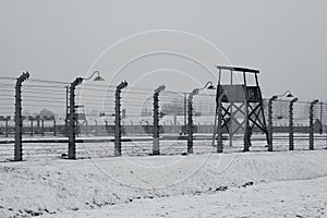 Auschwitz - Birkenau in Polland in winter