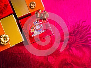 The auspicious Red gift box for Chinese New Year celebrations