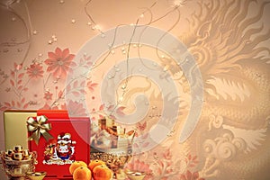 The auspicious Red gift box for Chinese New Year celebrations