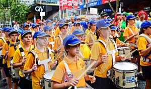 Aussie children in band procession on australia day