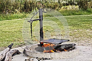 Aussie outdoor camp fire or barbecue