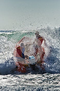 Aussie surf lifesaver in big waves