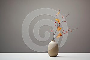 Austere Minimalist autumn vase. Generate Ai