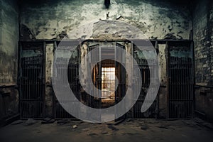 Austere Prison doors. Generate Ai
