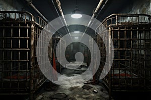 Austere Prisoner cage prison portrait. Generate Ai