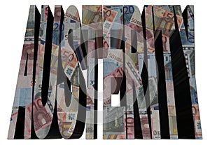Austerity text with euros illustration