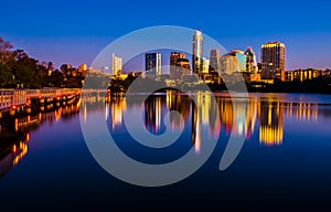 Austin central texas skyline cityscape Town Lake Mirror Reflection