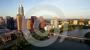 Austin, Downtown, Colorado River, Texas, Drone View