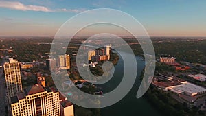 Austin, Drone View, Colorado River, Downtown, Texas