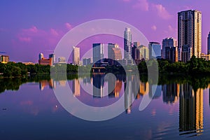 Austin Sunrise Reflections Skyline Cityscape