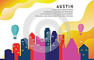 Austin Texas City Building Cityscape Skyline Dynamic Background Illustration