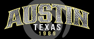 AUSTIN Texas design typography, Grunge background vector design text illustration, sign, t shirt graphics, print