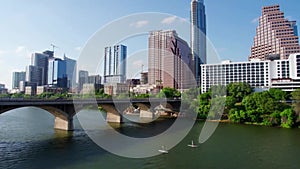 Austin, Texas, Downtown, Drone View, Colorado River