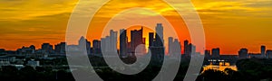 Austin Texas Downtown Sun rise Silhouette Towers Panoramic