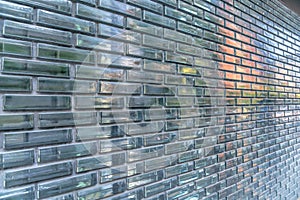 Austin, Texas- Reflective glass bricks wall exterior