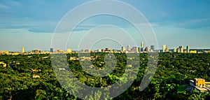 Austin texas skyline blue sky day panoramic greenbelt view photo