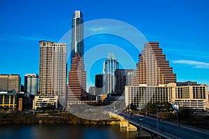 Austin texas skyline cityscape blue sky