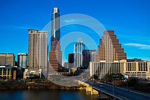Austin texas skyline cityscape blue sky photo