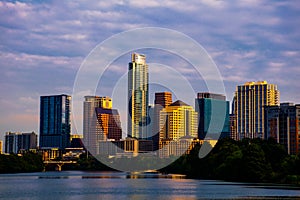 Austin texas skyline cityscape morning sunrise photo