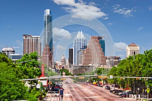 Austin, Texas, USA downtown cityscape on Congress Ave