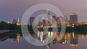 Austin, Texas, USA downtown skyline on the Colorado River