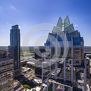 Austin, Texas/USA - 03/27/2016 Skyline of Austin, Texas with the Frost Bank Tower.