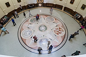 Austin, TX/USA - circa February 2016: Mosaic showing the seals of the six nations that have governed Texas in State Capitol