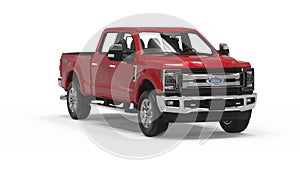 Various angled of a rendering of a Red Ford Truck F-150