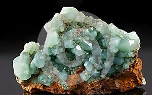 Austinite is rare precious natural geological stone on gradient background in low key, isolate. AI generated.